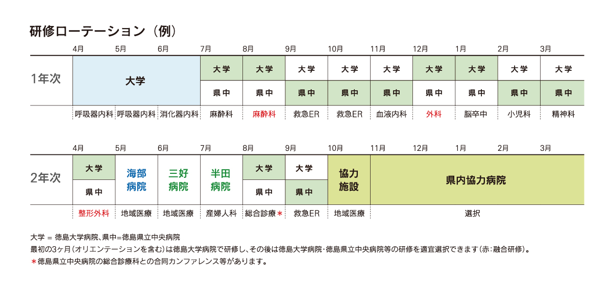 令和2年度 研修ローテーション（例）